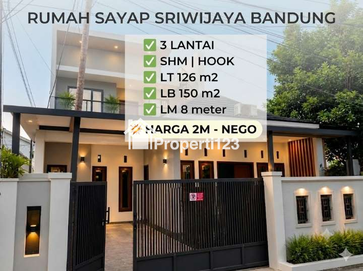 Rumah Hook Minimalis 3 Lantai Baru Renovasi di Sayap Sriwijaya Bandung – SHM Nego - 1