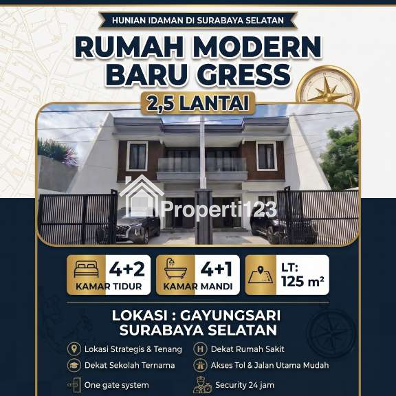 💥 PROMO SPESIAL : POTONGAN HARGA & FREE ALL BIAYA‼️ 💥 HUNIAN IDAMAN DI GAYUNGSARI SURABAYA SELATAN RUMAH MODERN BARU GRESS 2,5 LANTAI - 1