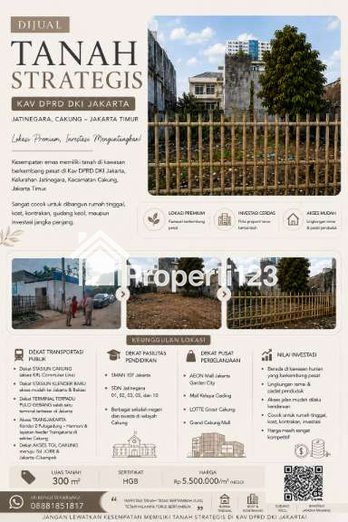 Jual Tanah 300 m² Kav DPRD DKI Jakarta PIK Penggilingan, Cakung | Dekat Tol, Stasiun, PuloJahe - 1