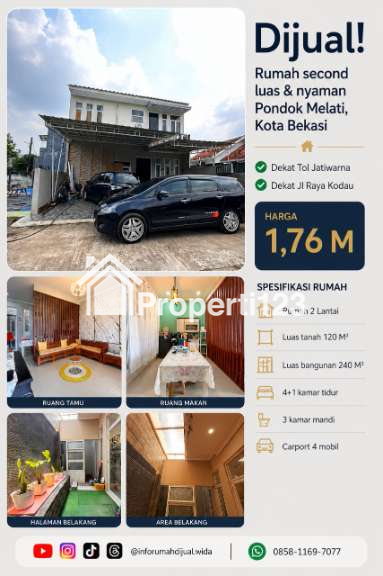 Rumah Second di Pondok Melati Bekasi akses Tol Jatiwarna - 1