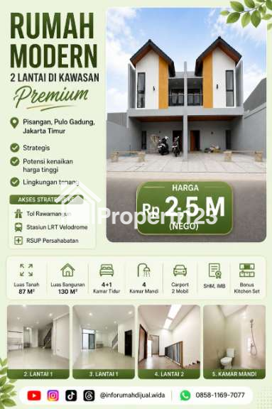 Rumah 2lantai strategis di kawasan Premium Pisangan Pulo Gadung Jakarta Timur - 1