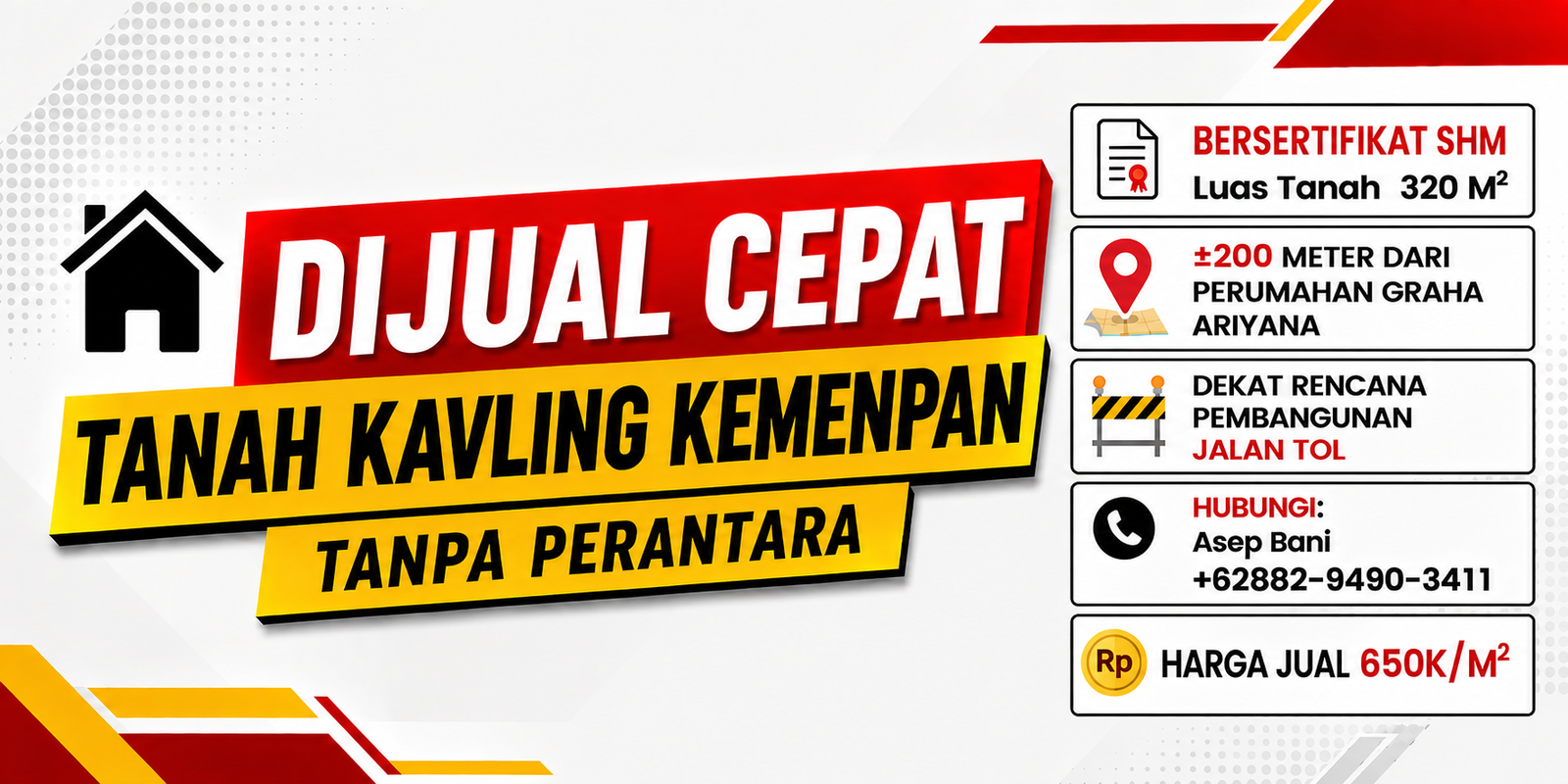 Tanah Kavling SHM 320 m² Dekat Graha Ariyana – Rp650 Ribu/m² - 4