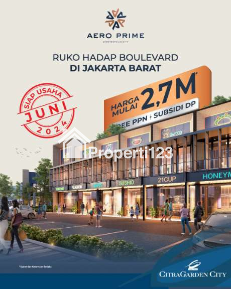 Dijual Ruko Aero Prime Shophouse, Citra 8, Citra Garden City, Jakarta Barat - 1