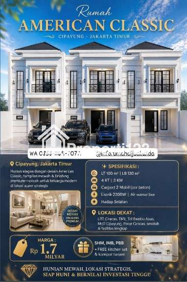 Rumah mewah 2lantai American Classic di Cipayung Jakarta Timur - 1