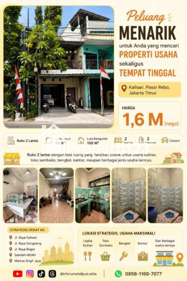 Dijual Ruko 2 Lantai Strategis di Kalisari Pasar Rebo Jakarta Timur - 1