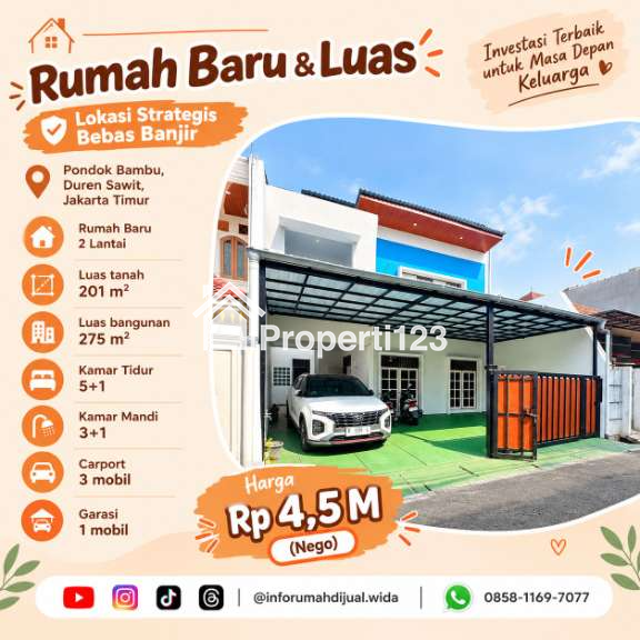 Rumah Baru Luas Strategis di Pondok Bambu Duren Sawit Jakarta Timur - 1