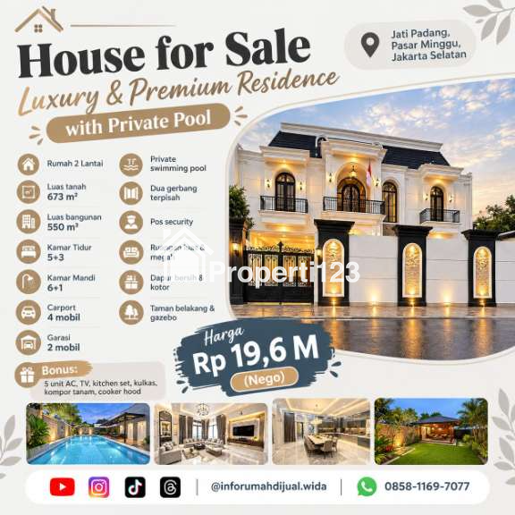 Dijual Rumah Mewah Bonus Private Pool di Jatipadang Jakarta Selatan - 1