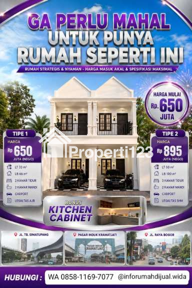 Dijual Rumah Nyaman Strategis di Kramat Jati Jakarta Timur - 1