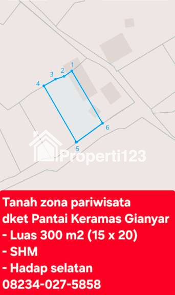 Dijual Tanah Zona Pariwisata Dkt Pantai Keramas Gianyar Bali - 1