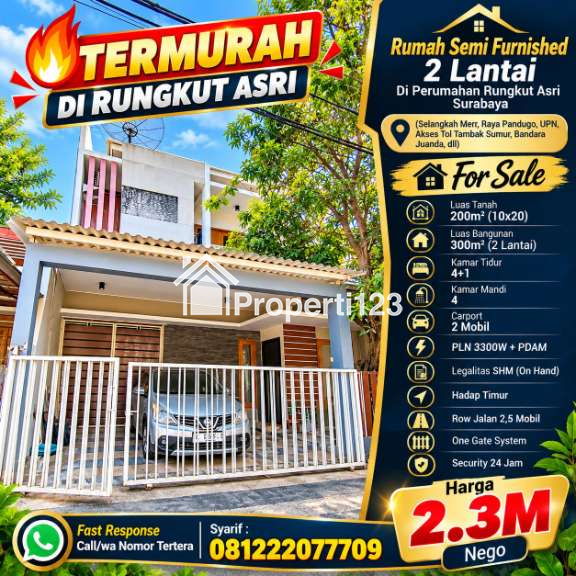 Rumah Semi Furnished 2 Lantai di Perumahan Rungkut Asri Surabaya - 1