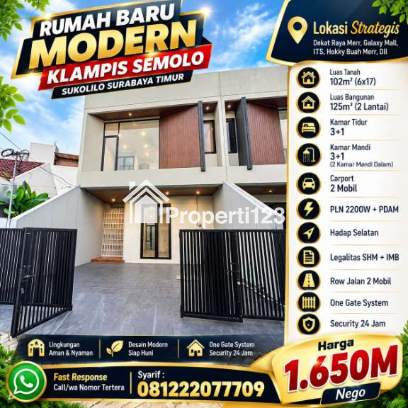 Rumah Baru Modern Klampis Semolo Sukolilo Surabaya Timur - 1