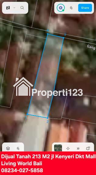 Dijual Tanah 213 m2 Jl Kenyeri Dkt Mall Living World Denpasar Bali - 1