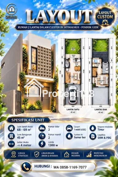 Dijual Rumah Modern Strategis di Jatimakmur Pondok Gede Bekasi - 1