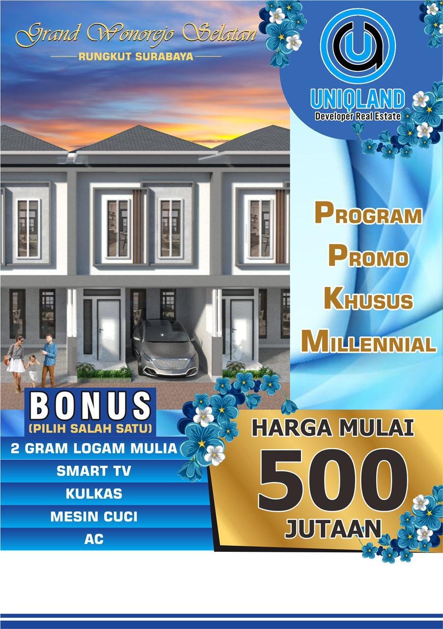Rumah 2 Lantai Murah PROMO PPKM Grand Wonorejo di Surabaya 500jt-an - 1