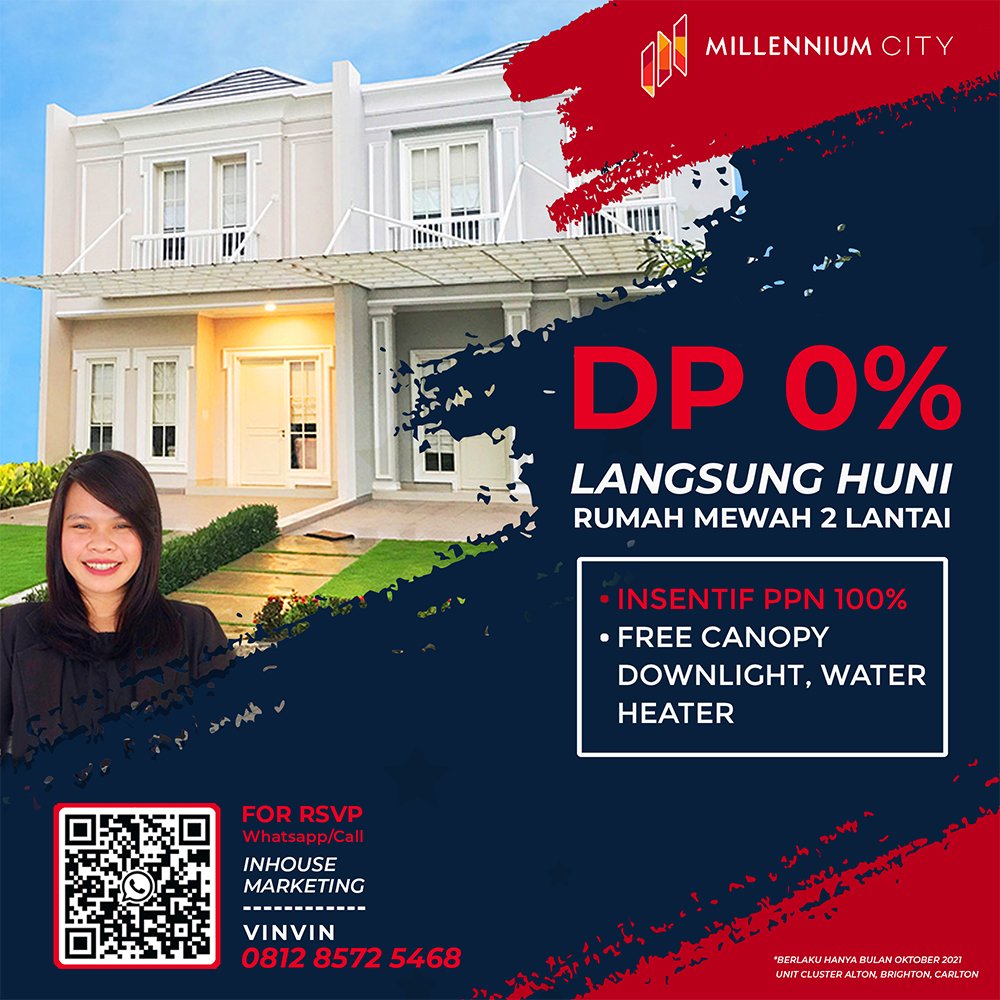 Rumah 2 Lantai_Dp 0 Persen_Langsung Huni_Millennium City_Promo Oktober - 1