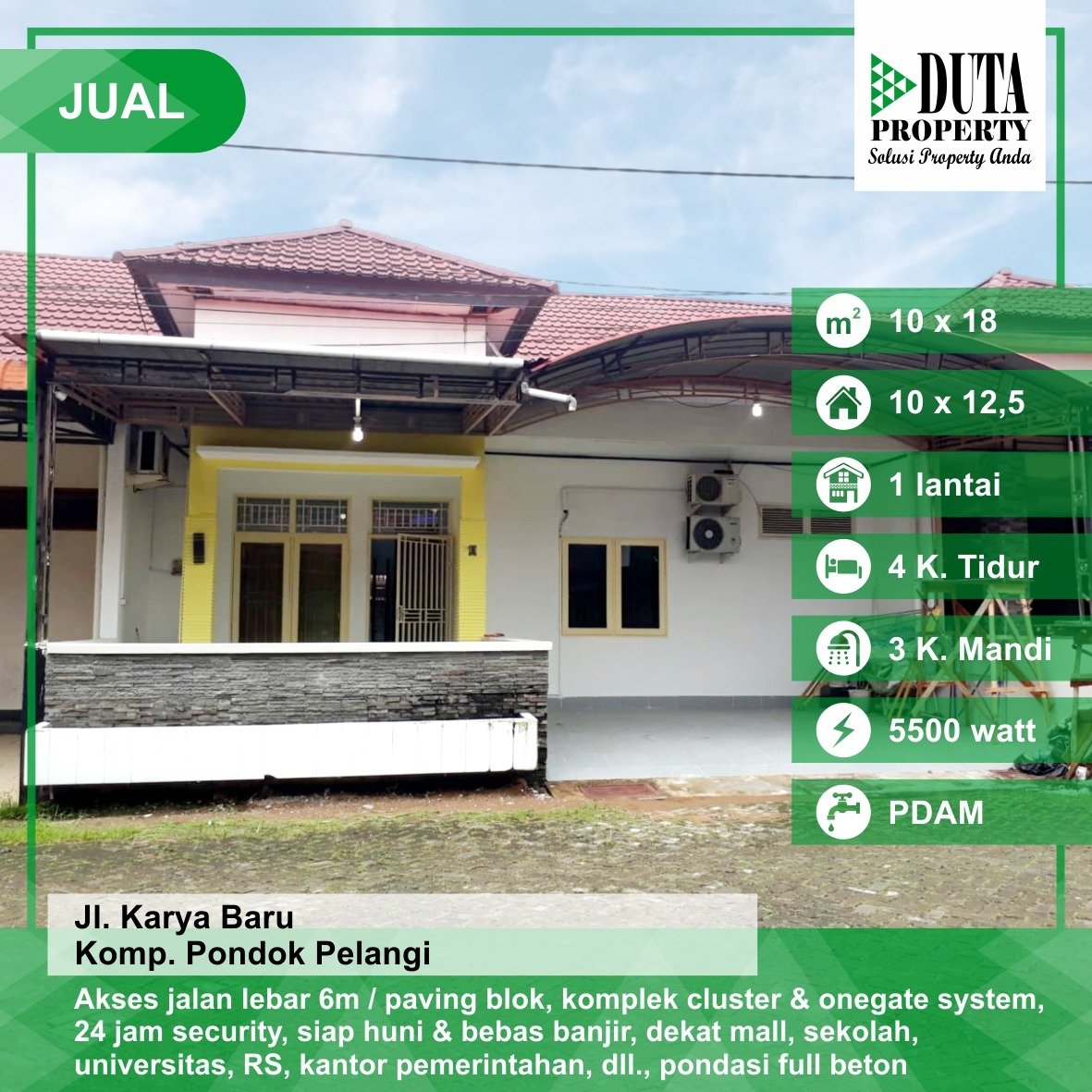 Dijual Rumah Komplek Pondok Pelangi, Karya Baru, Pontianak, Kalimantan Barat - 1