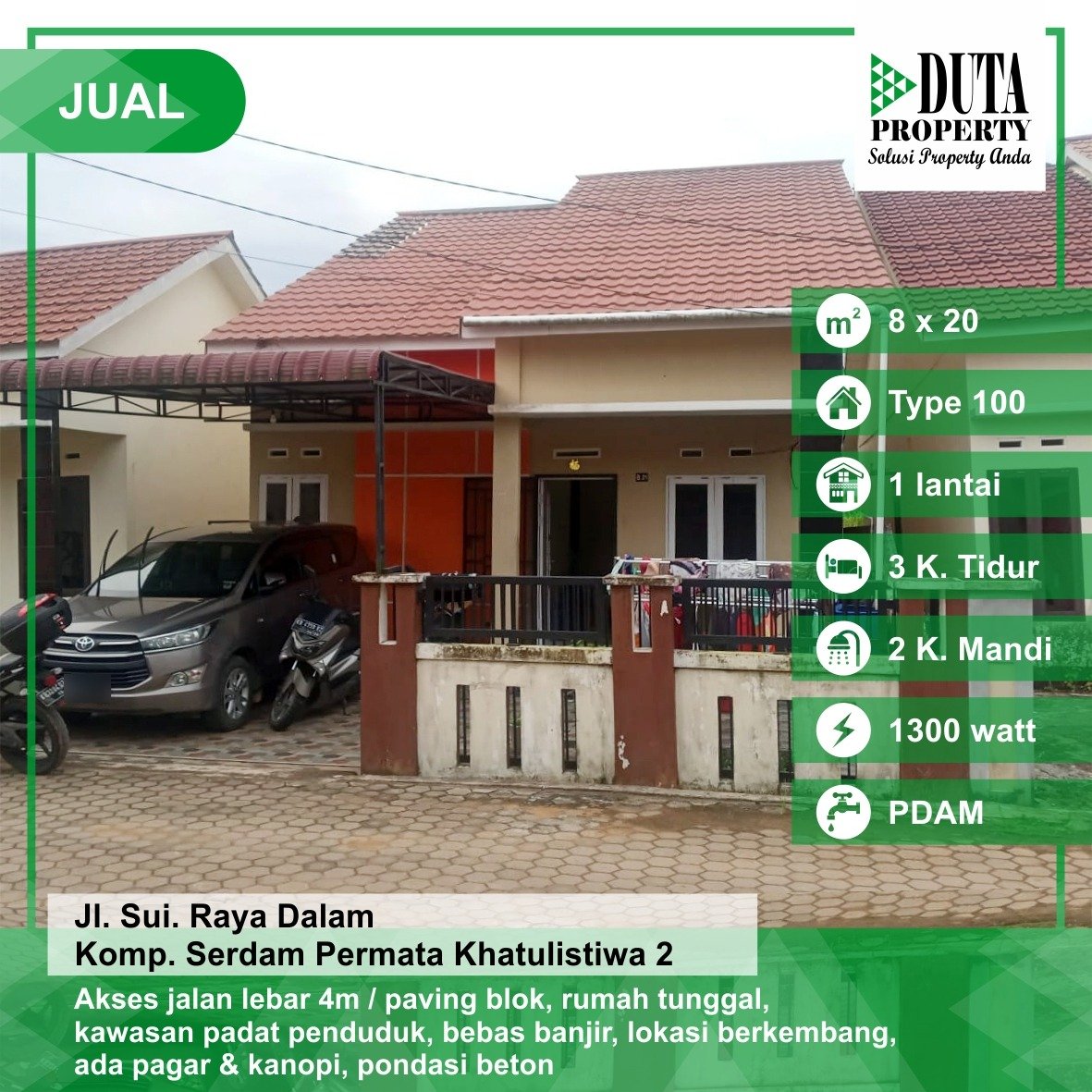 Dijual Rumah Komplek Permata Khatulistiwa, Sungai Raya Dalam, Pontianak, Kalimantan Barat - 1