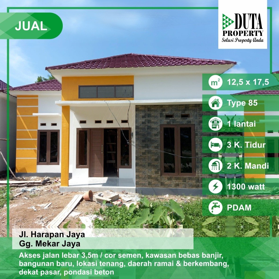 Dijual Rumah Gg. Mekar Jaya, Harapan Jaya, Pontianak, Kalimantan Barat - 1