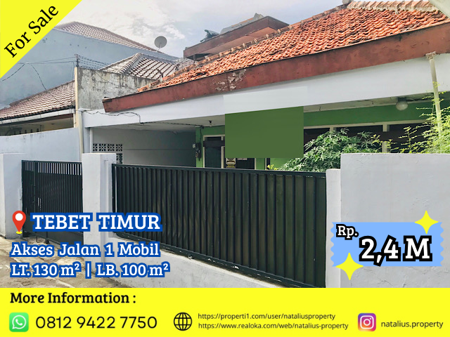 Dijual Rumah Tebet Hitung Tanah Lokasi Strategis Jalan 1 Mobil (BU) - 2