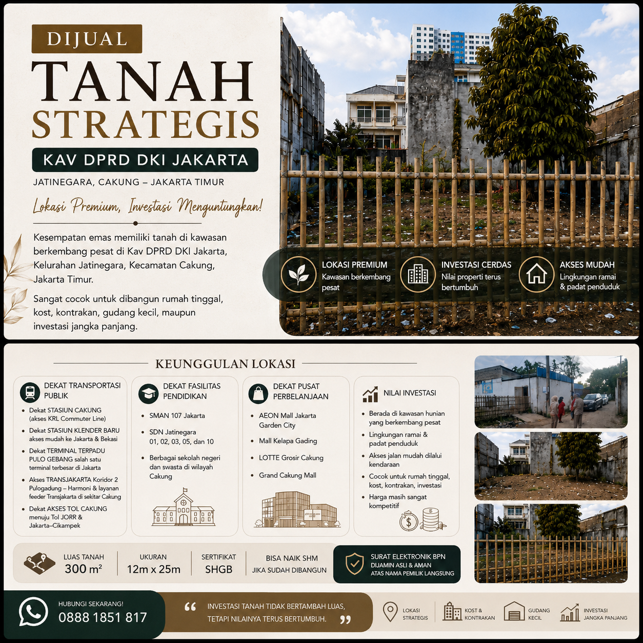 Jual Tanah 300 m² Kav DPRD DKI Jakarta PIK Penggilingan, Cakung | Dekat Tol, Stasiun, PuloJahe - 2